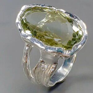 16 ct Natural Green‎ Amethyst 925 Sterling Silver Size 7